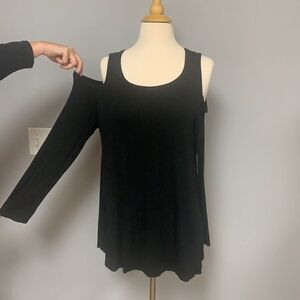 Hailey &‎ Co Black Cold Shoulder Top Tunic Shirt Medium